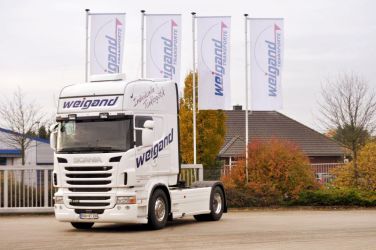 Einer der sechs neuen Euro 6 LKW von Scania im Hause Weigand-Transporte